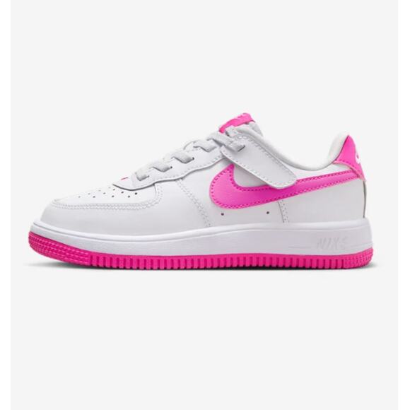 Nike Kids White Laser Fuchsia Force 1 Low EasyOn Shoes Size 9C - Picture 3 of 9